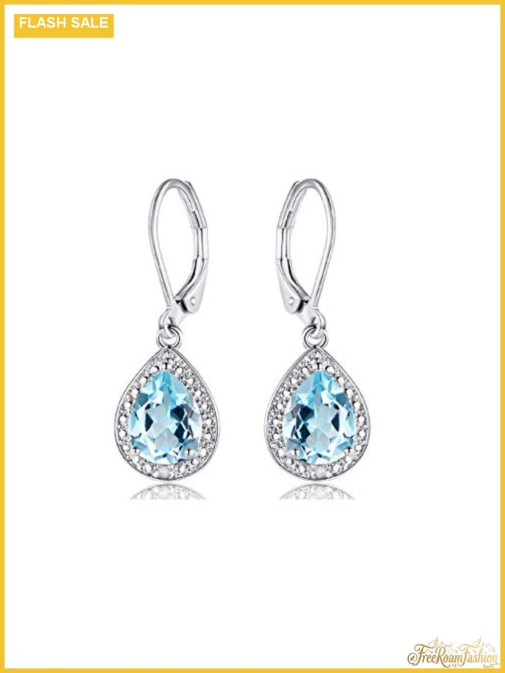 18K White Gold Plated Created Topaz CZ Drop Dangle Earrings
